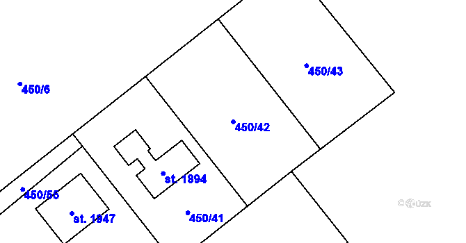 Parcela st. 450/42 v KÚ Heřmanice, Katastrální mapa