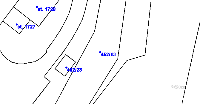 Parcela st. 452/13 v KÚ Heřmanice, Katastrální mapa