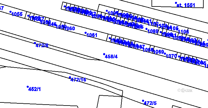 Parcela st. 458/4 v KÚ Heřmanice, Katastrální mapa