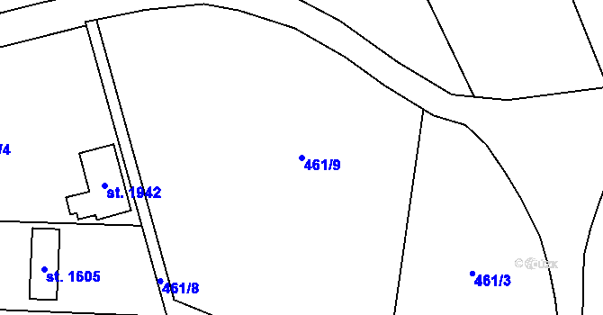Parcela st. 461/9 v KÚ Heřmanice, Katastrální mapa