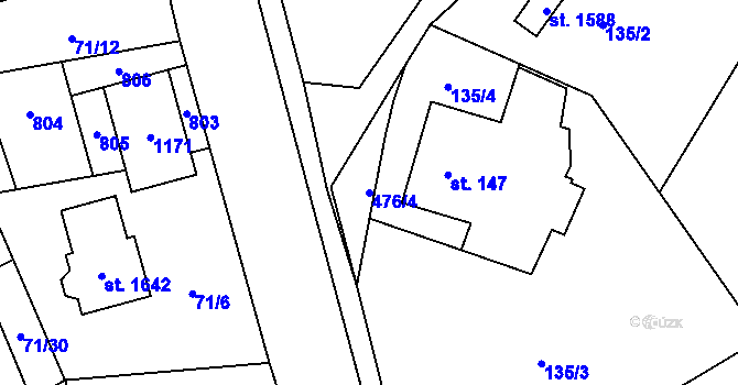 Parcela st. 476/4 v KÚ Heřmanice, Katastrální mapa