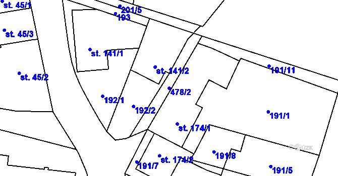 Parcela st. 478/2 v KÚ Heřmanice, Katastrální mapa