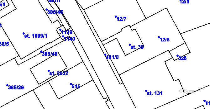 Parcela st. 491/8 v KÚ Heřmanice, Katastrální mapa