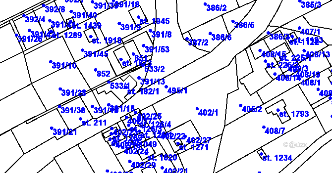 Parcela st. 495/1 v KÚ Heřmanice, Katastrální mapa