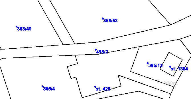 Parcela st. 495/2 v KÚ Heřmanice, Katastrální mapa