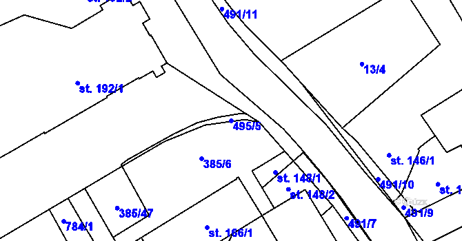 Parcela st. 495/5 v KÚ Heřmanice, Katastrální mapa