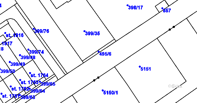 Parcela st. 495/6 v KÚ Heřmanice, Katastrální mapa