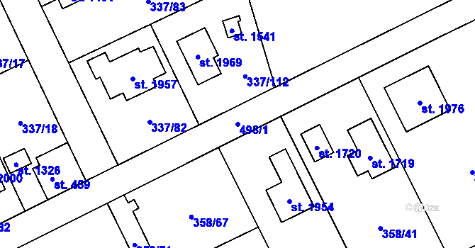 Parcela st. 498/1 v KÚ Heřmanice, Katastrální mapa
