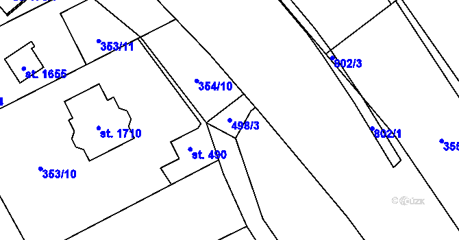 Parcela st. 498/3 v KÚ Heřmanice, Katastrální mapa