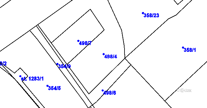 Parcela st. 498/4 v KÚ Heřmanice, Katastrální mapa