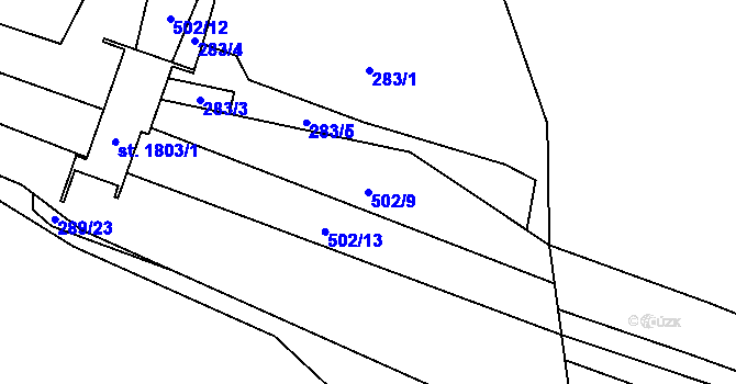 Parcela st. 502/9 v KÚ Heřmanice, Katastrální mapa
