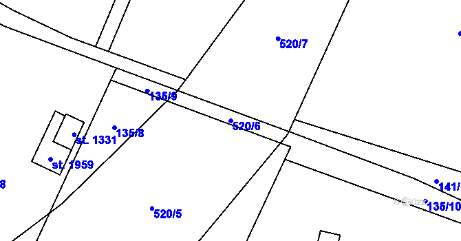 Parcela st. 520/6 v KÚ Heřmanice, Katastrální mapa