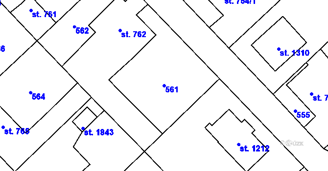 Parcela st. 561 v KÚ Heřmanice, Katastrální mapa