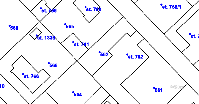 Parcela st. 562 v KÚ Heřmanice, Katastrální mapa