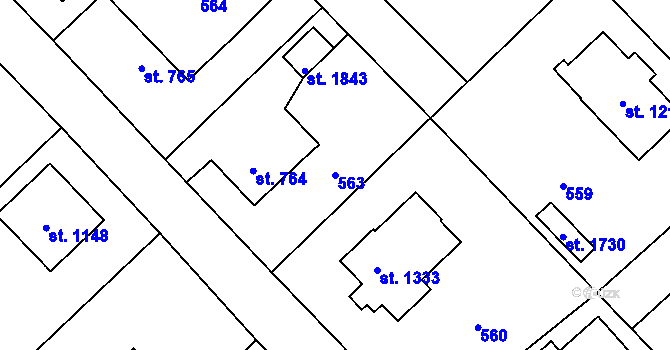 Parcela st. 563 v KÚ Heřmanice, Katastrální mapa