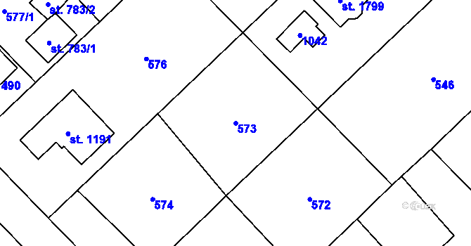 Parcela st. 573 v KÚ Heřmanice, Katastrální mapa