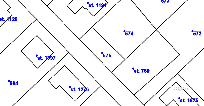 Parcela st. 575 v KÚ Heřmanice, Katastrální mapa