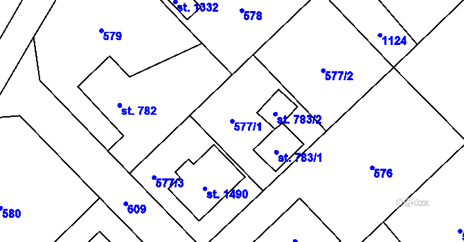 Parcela st. 577/1 v KÚ Heřmanice, Katastrální mapa