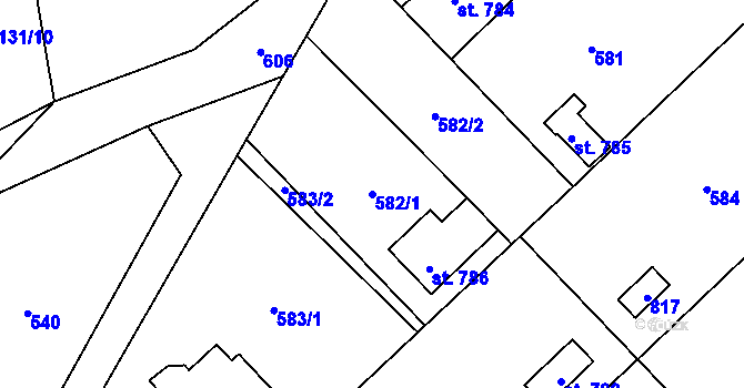 Parcela st. 582/1 v KÚ Heřmanice, Katastrální mapa