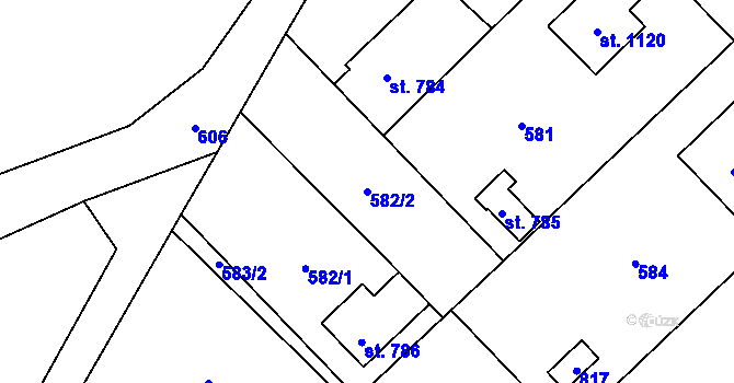 Parcela st. 582/2 v KÚ Heřmanice, Katastrální mapa