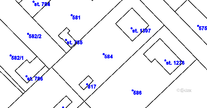 Parcela st. 584 v KÚ Heřmanice, Katastrální mapa