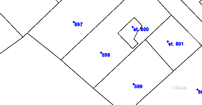 Parcela st. 598 v KÚ Heřmanice, Katastrální mapa