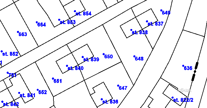 Parcela st. 650 v KÚ Heřmanice, Katastrální mapa
