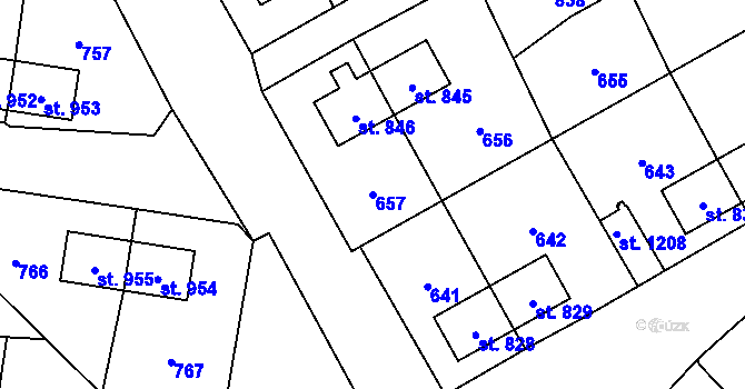 Parcela st. 657 v KÚ Heřmanice, Katastrální mapa