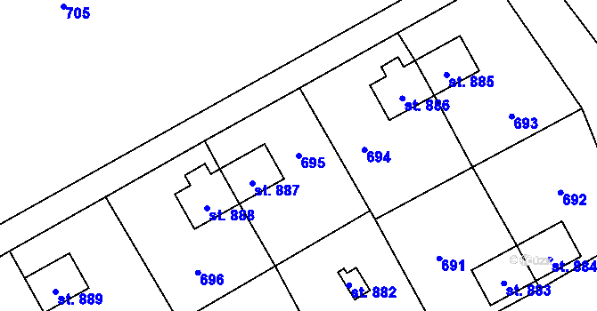 Parcela st. 695 v KÚ Heřmanice, Katastrální mapa