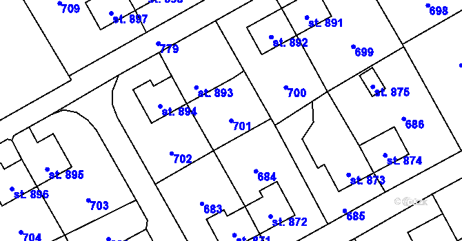 Parcela st. 701 v KÚ Heřmanice, Katastrální mapa
