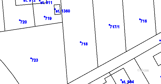 Parcela st. 718 v KÚ Heřmanice, Katastrální mapa