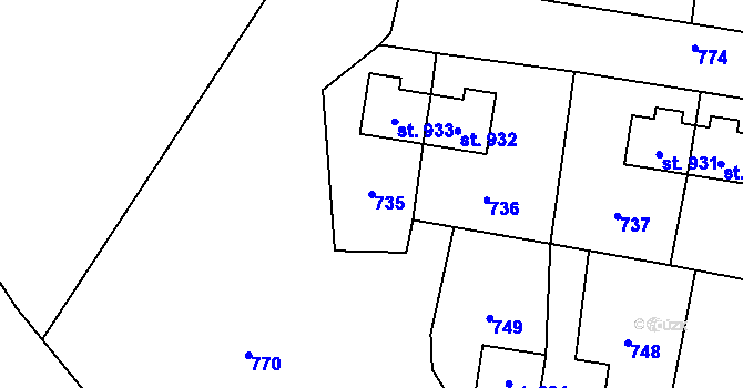 Parcela st. 735 v KÚ Heřmanice, Katastrální mapa