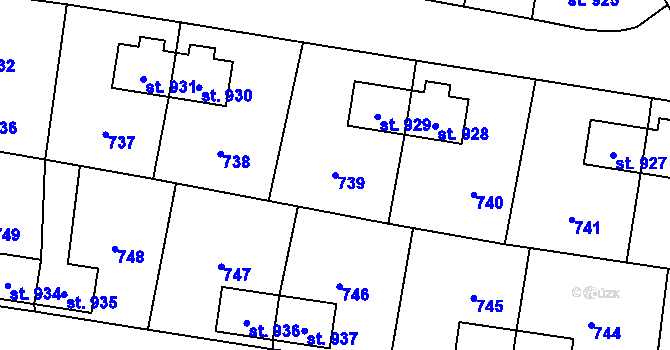 Parcela st. 739 v KÚ Heřmanice, Katastrální mapa