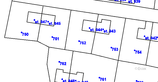 Parcela st. 752 v KÚ Heřmanice, Katastrální mapa