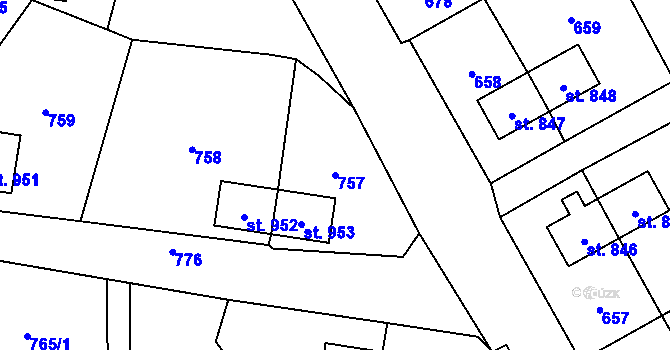 Parcela st. 757 v KÚ Heřmanice, Katastrální mapa
