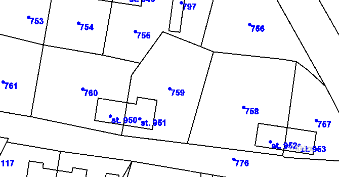 Parcela st. 759 v KÚ Heřmanice, Katastrální mapa