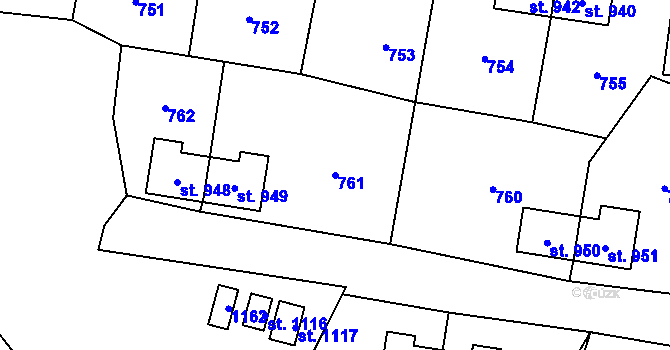 Parcela st. 761 v KÚ Heřmanice, Katastrální mapa