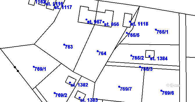 Parcela st. 764 v KÚ Heřmanice, Katastrální mapa