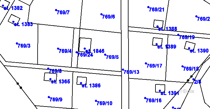 Parcela st. 769/5 v KÚ Heřmanice, Katastrální mapa