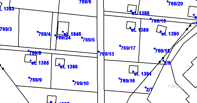 Parcela st. 769/13 v KÚ Heřmanice, Katastrální mapa