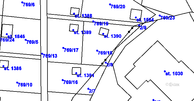 Parcela st. 769/18 v KÚ Heřmanice, Katastrální mapa