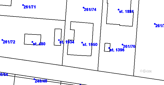 Parcela st. 1950 v KÚ Heřmanice, Katastrální mapa
