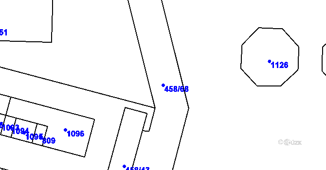 Parcela st. 458/68 v KÚ Heřmanice, Katastrální mapa