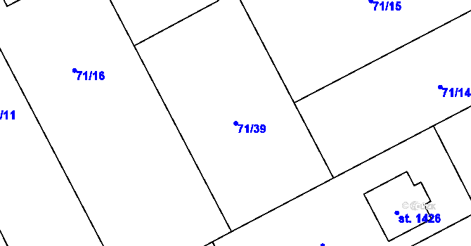 Parcela st. 71/39 v KÚ Heřmanice, Katastrální mapa