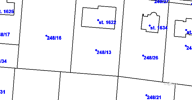 Parcela st. 248/13 v KÚ Heřmanice, Katastrální mapa