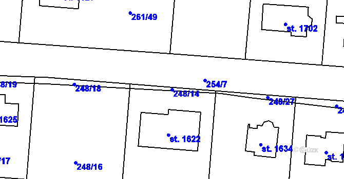 Parcela st. 248/14 v KÚ Heřmanice, Katastrální mapa