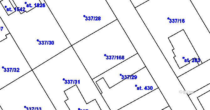 Parcela st. 337/168 v KÚ Heřmanice, Katastrální mapa