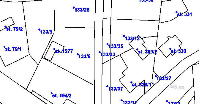 Parcela st. 133/33 v KÚ Heřmanice, Katastrální mapa