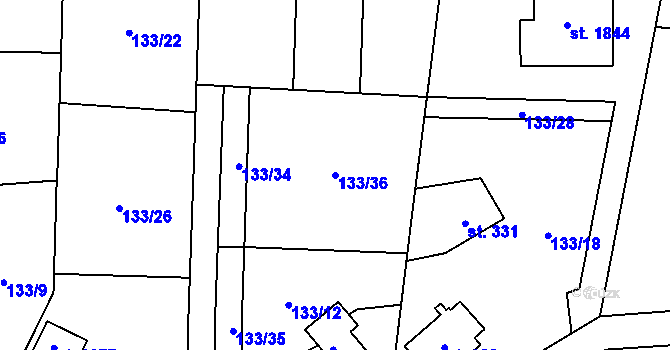 Parcela st. 133/36 v KÚ Heřmanice, Katastrální mapa