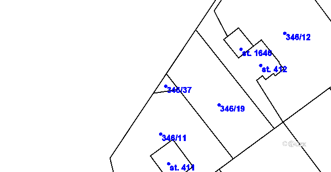 Parcela st. 346/37 v KÚ Heřmanice, Katastrální mapa